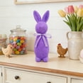 thumbnail image 5 of Easter Flocked Bow Standing Bunny Figurine - Festive Soft Fuzzy Rabbit Decor with Bow, Cute Standing Bunny Statue for Home Tabletop Shelf Mantel, Spring Holiday Decoration, 2.55*8.66in, Purple, 5 of 8