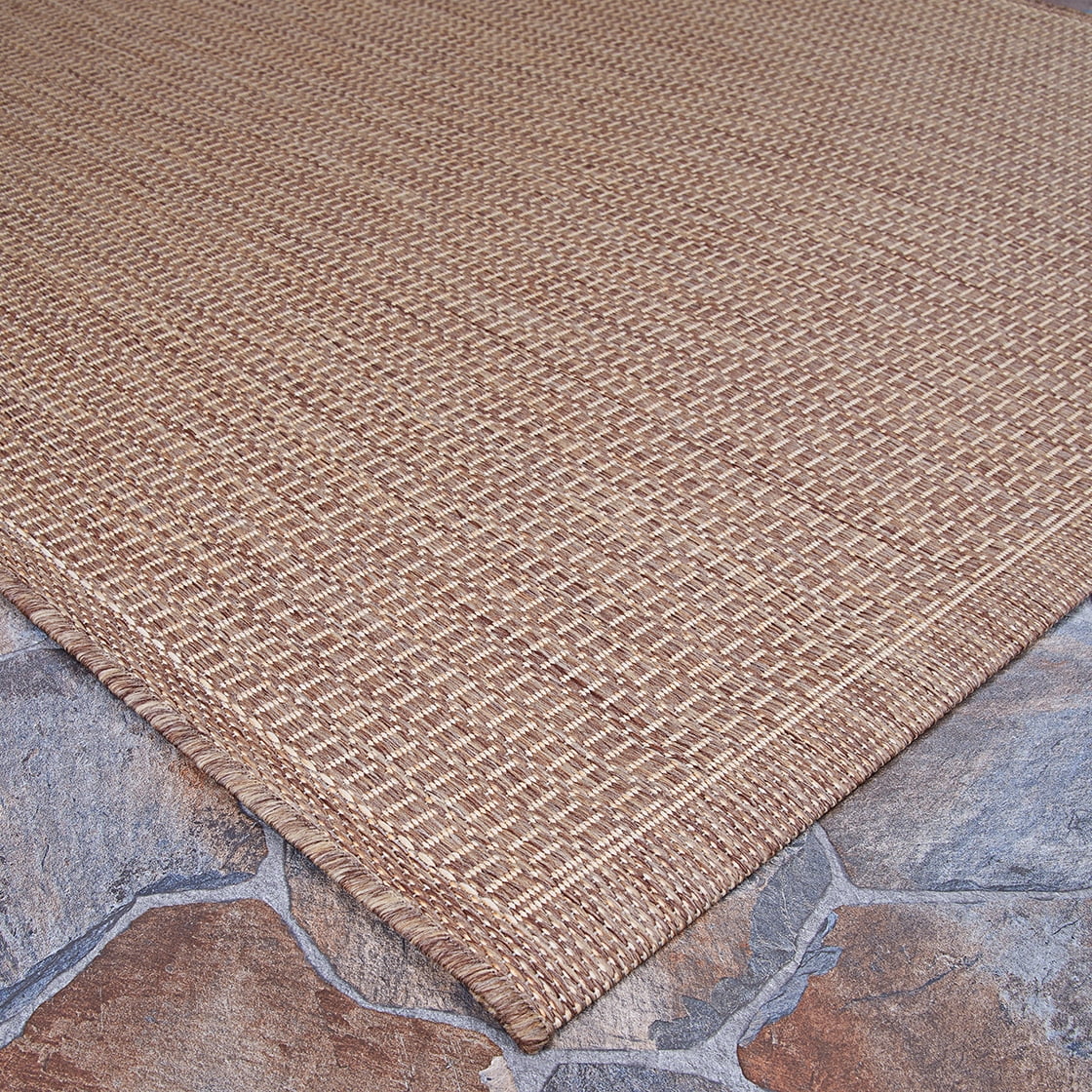 Couristan Recife Saddle Stitch 5'3" X 7'6" Brown- Tan Outdoor Rug