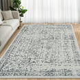 thumbnail image 2 of Hasoo 4' x 6' Area Rug for Living Room Boho Vintage Rug Non Slip Throw Rugs Floral Indoor Carpet, Gray, 2 of 6