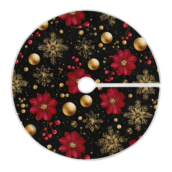 Ryvnso Christmas Tree Skirt Christmas Snowflakes Flowers Xmas Tree Skirts Ornament Home Decorations 35.4"