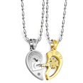 thumbnail image 1 of 2 Pcs Pendentif Collier Cœur Serrure Clavicule Collier Lui et Elle, 1 of 9