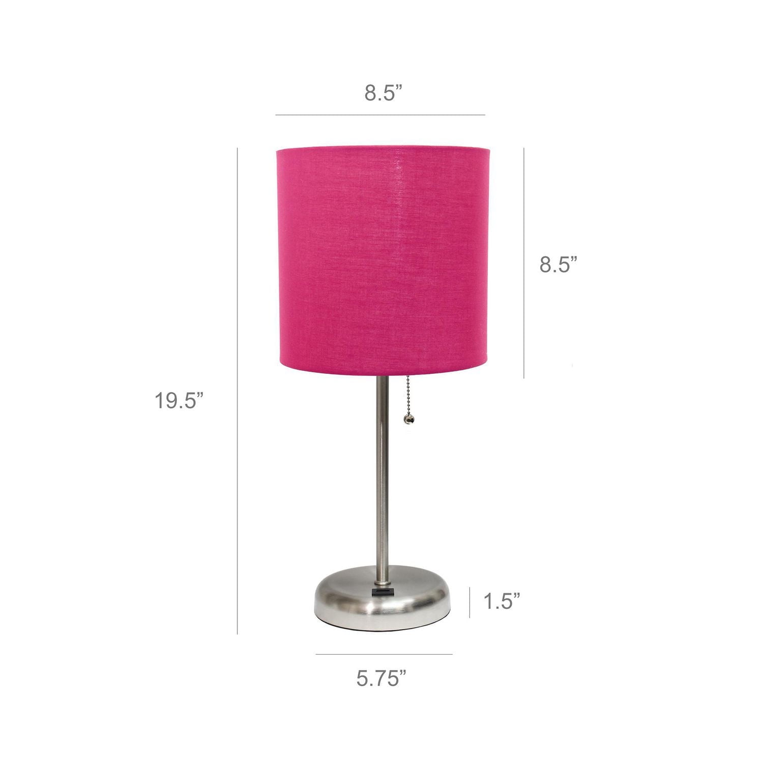 LimeLights Stick Lamp with USB charging port and Fabric Shade
