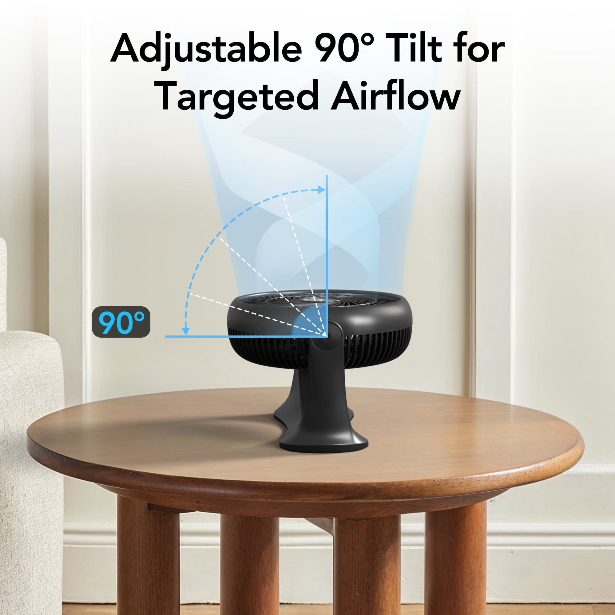Comfort Zone 11 in. Desktop Table Fan with 3 Speeds, Adjustable Tilt, Black