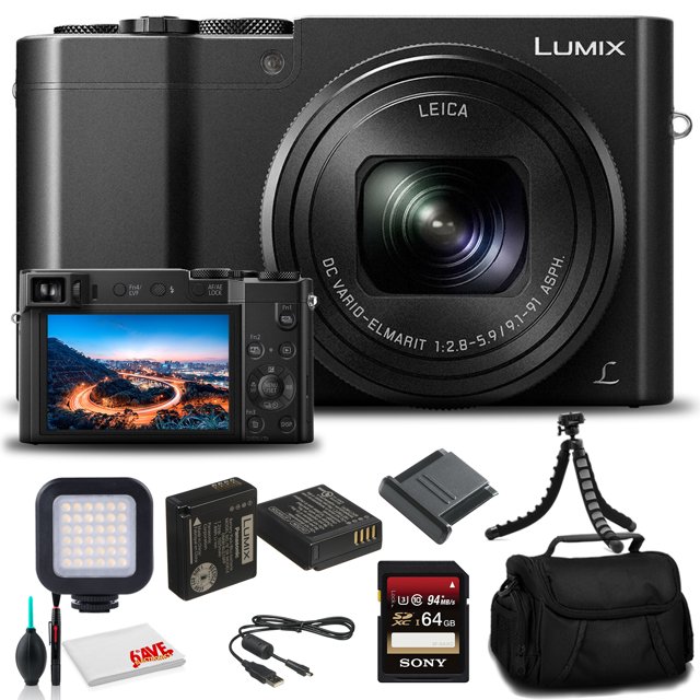 Panasonic Lumix DMC-ZS100 Digital Camera (Black) (DMC-ZS100K) Bundle +64GB Memor