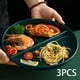 thumbnail image 1 of 3x Platos partidos, 3 compartimentos, reutilizables, duraderos, , platos para alimentos, platos para bebés, vajilla, bandejas, platos para BLESIY Placa Compartimentada, 1 of 8