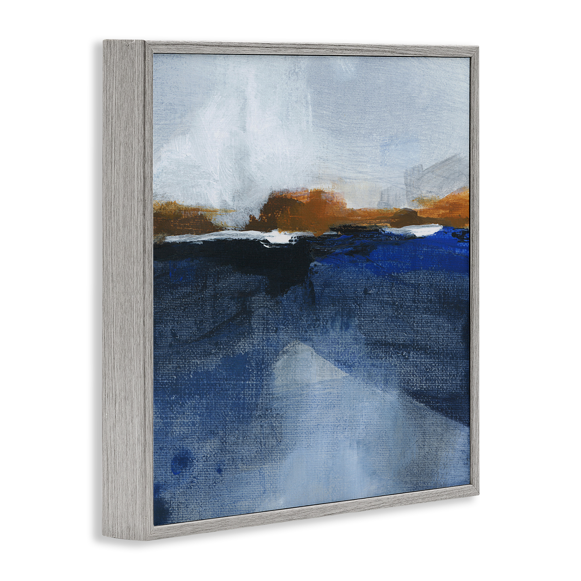 Stupell Industries Ocean Cliffs Impression Abstract Painting Gray Framed Art Print Wall Art, 24 x 24