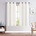thumbnail image 6 of Curtainking Linen Textured Curtains 63 inches Cream White Bedroom Living Room Window Curtain Set Light Filtering Drapes Grommet Top 2 Panels, 6 of 7