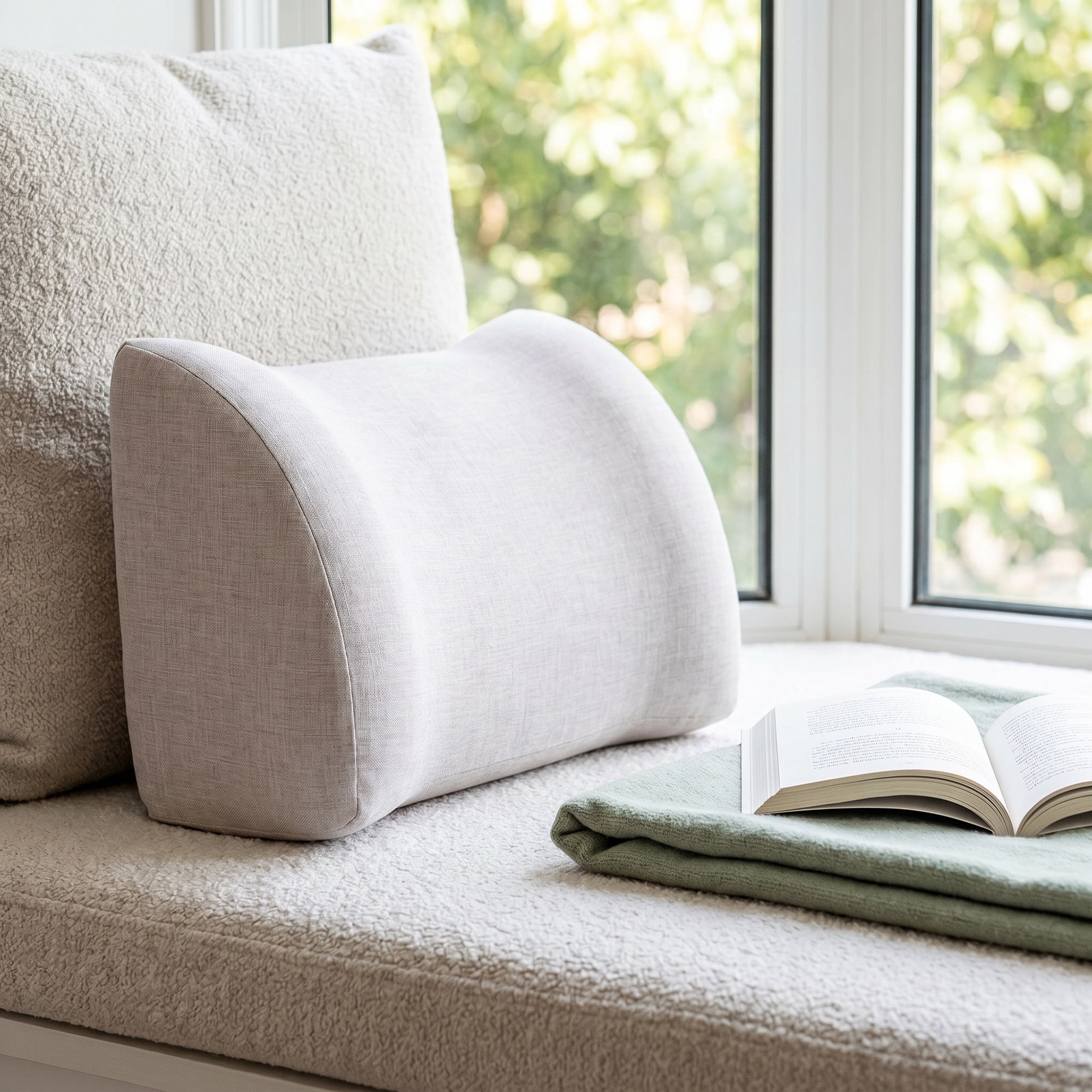 Unique Bargains Lumbar Support Pillow Back Support White 17.7" x 7.5" x 11"