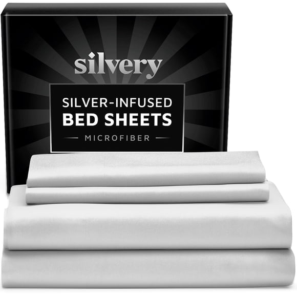 Juego de sábanas Silvery de microfibra ultrasuave con infusión de plata