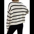 thumbnail image 3 of Suéter de Rayas con Hombros Caídos para Mujer, Suéter de Punto de Cuello Redondo Extragrande, Top Tipo Jersey. L, 3 of 8