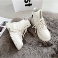 thumbnail image 5 of Fesfesfes Platform Boots for Young Ladies And Winter Women's Side Zipper Lace Up British Style Increased Thick-soled Short 6(37), 5 of 9
