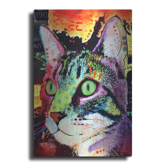Luxe Metal Art 'Curiosity Cat' by Dean Russo, Metal Wall Art, 16"x24"