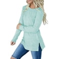 thumbnail image 6 of Womens Long Sleeve Yops Crew Neck Long Sleeve Round Split Loose Tops With Pockets Summer Tops, 6 of 8