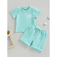 thumbnail image 2 of xiaxaixu T-Shirt Imprimé Arc-en-Ciel à Manches Courtes + Ensemble Short devant Nœud Bambin 2Pcs, 2 of 9