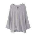 thumbnail image 1 of Timegard Mens Shirts Notched V Neck Drop Shoulder Long Sleeve Loose Lightweight Casual Side Split Tops, 1 of 3