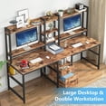 thumbnail image 4 of 94.5 inch Double Computer Desk with Hutch, Two Person Desk with Storage Shelves and File Drawer Double Workstation for Home Office, 4 of 7