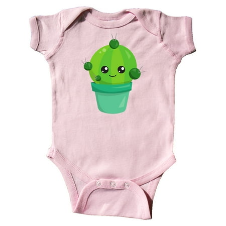 

Inktastic Little Green Cactus In A Pot Smiling Cactus Gift Baby Girl Bodysuit