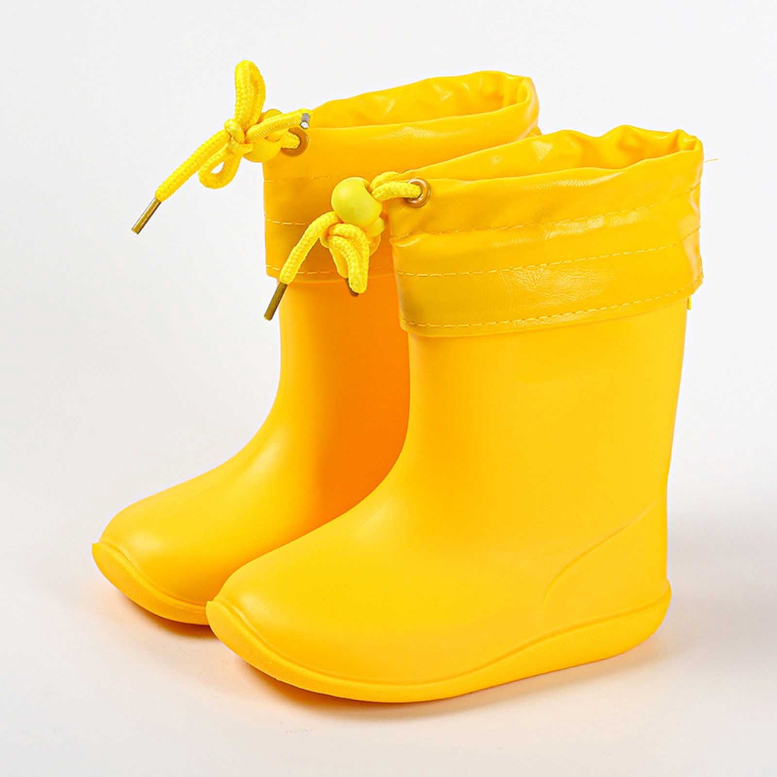 Yuncity Girls Boys Rain Boots Toddlers Comfortable Outdoor Play Shoes Lightweight Durable Everyday Wear Boots Footwear Yellow 5.5-6 Years