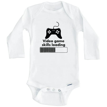 

Video Game Skills Loading Funny Video Games Gaming One Piece Baby Bodysuit (Long Sleeve) 0-3 Months White