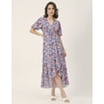 thumbnail image 2 of Moomaya V Neck Wrap Printed Georgette Short Sleeve Dress - Women's Wrap Dress, 2 of 9
