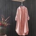 thumbnail image 4 of LEBONYARD Womens Tops 3/4 Sleeve V Neck,Ladies Fashion Color Long Sleeve Cotton Casual Loose Shirt Coat Pink XL, 4 of 5