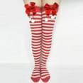 thumbnail image 2 of Diufon Women's High Striped Tights Stockings Christmas Over Knee Color Block Stretch Long Socks with Bow Tie, 2 of 3