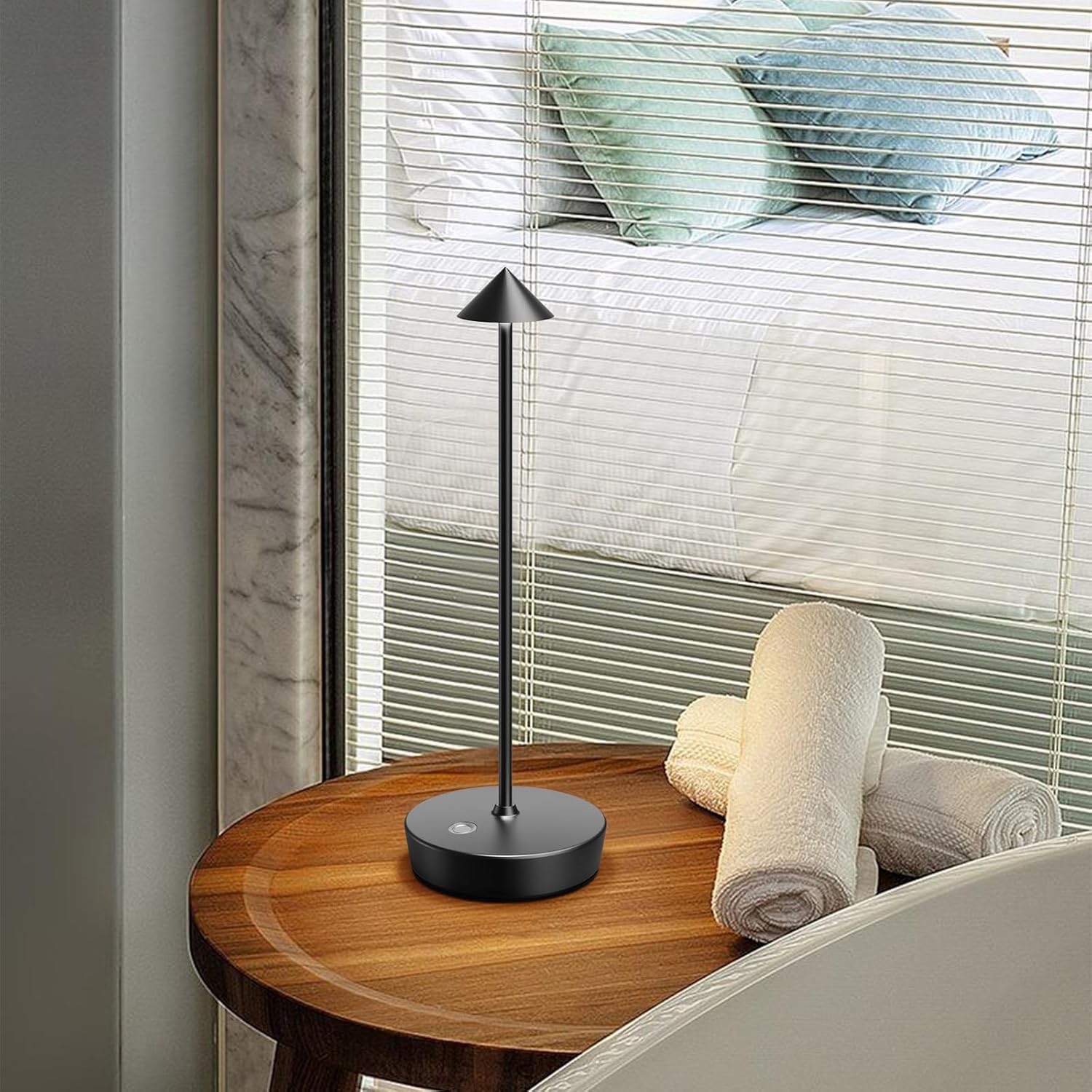 AIWEWIN Cordless LED Table Lamp – Rechargeable, Touch Control, 3 Color Modes & Stepless Dimming, Gold Aluminum, IP54 Weatherproof