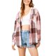 thumbnail image 1 of Txlixc Chaqueta a cuadros para mujeres, chaqueta de botón con capucha de manga larga, chaqueta de calle casual Txlixc  moda, 1 of 8