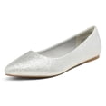 thumbnail image 1 of Zapatos DREAM PAIRS Flats Plateados con Punta y Slip On Talla 9.5, 1 of 5
