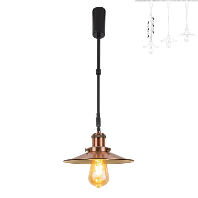 FSLiving Lampe de Piste Réglable en Hauteur Type J Rétractable avec Tige Télescopique Lampe Réglable Gimbale-Post Juno Piste DIY Rétro Couverture Lampe, Rouge Marron - 1 Lumière