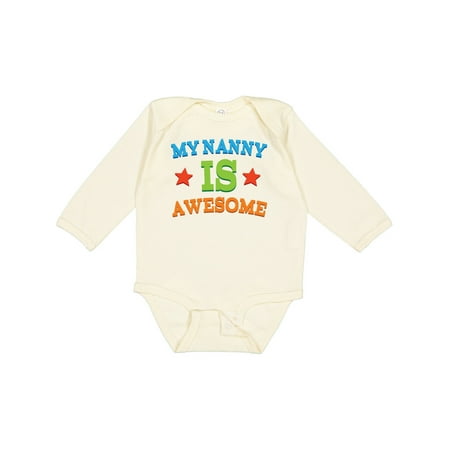 

Inktastic My Nanny is Awesome Gift Baby Boy or Baby Girl Long Sleeve Bodysuit