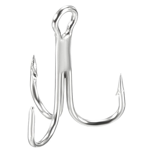 Unique Bargains 16# 0.35' Treble Fish Hooks Carbon Steel Sharp Bend Hook with Barbs, White 50 Pack