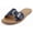 Navy Pu, variant on Women’s Slide Sandals – Flat Slip-On Sandals with Gold Buckle Detail, Open Toe Casual Comfort Sandals SIRAN Gold 10