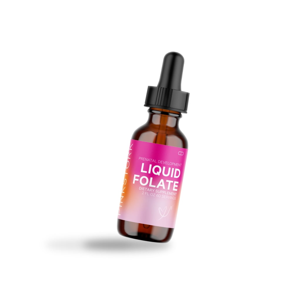 Pink Stork Liquid Folate: Liquid Prenatal Dietary Supplements, Folic Acid, 2 oz