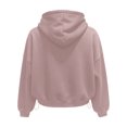 thumbnail image 5 of Womens Hoodies Solid Long Sleeve Pullover Sweatshirt Tops Casual Waist Cinching Cropped Outfits Fall Winter Apparel, 5 of 5