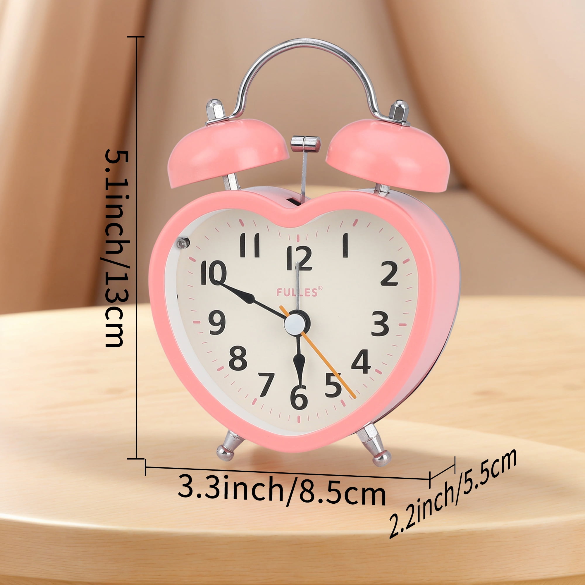 Unique Bargains Heart Shape Design Mechanical Alarm Clock Blue 5.1"L x 2.2"W x 3.3"H