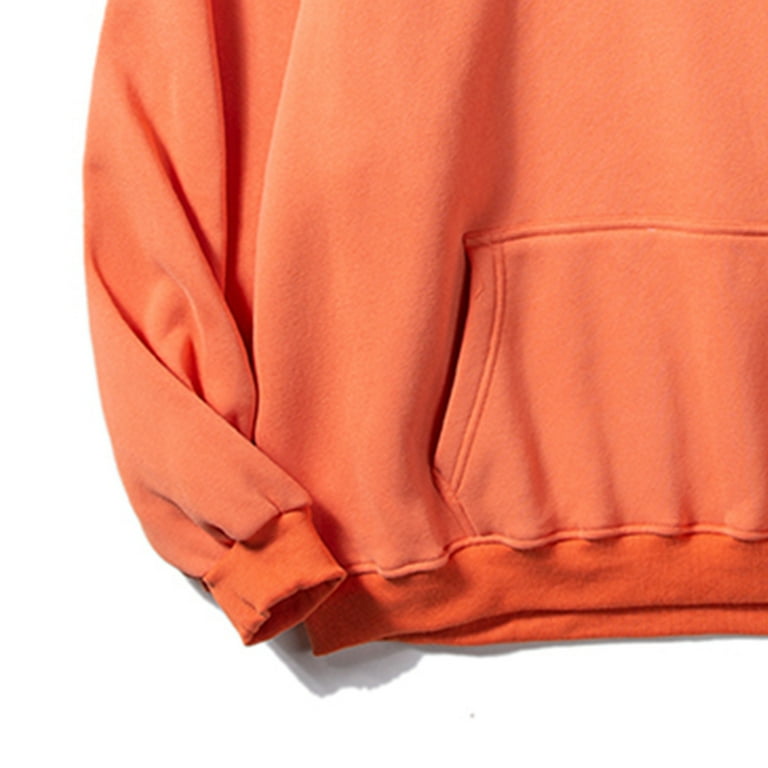 orange sweatshirt men's casual solid dropped shoulder sleeve