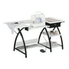 Sew Ready Comet Hobby Sewing Machine Table Desk with Storage, Black & White