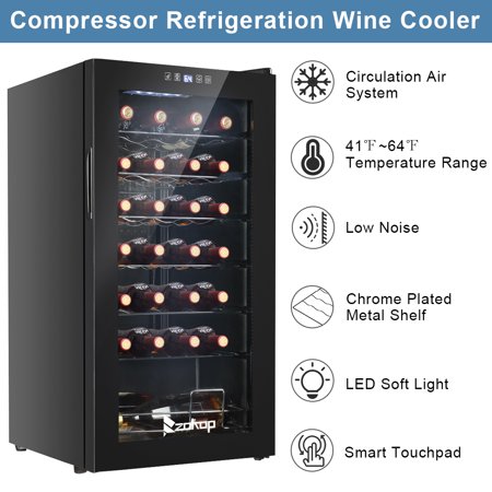 Veryke 28 Bottle Freestanding Wine Cooler, Compressor Beverage Refrigerator for Red, White, Champagne or Sparkling Wine