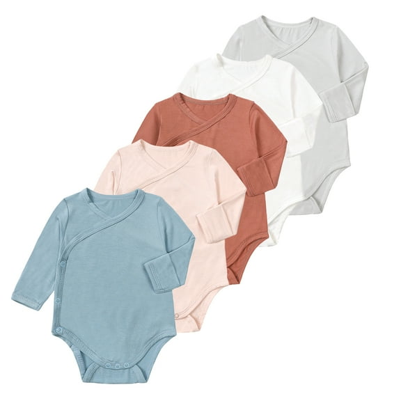 Emy Dola Unisex Baby Long Sleeve Side-Snap Bodysuit Onesies Mitten Cuff Rompers For 0-24M Newborn Infant Girls and Boys