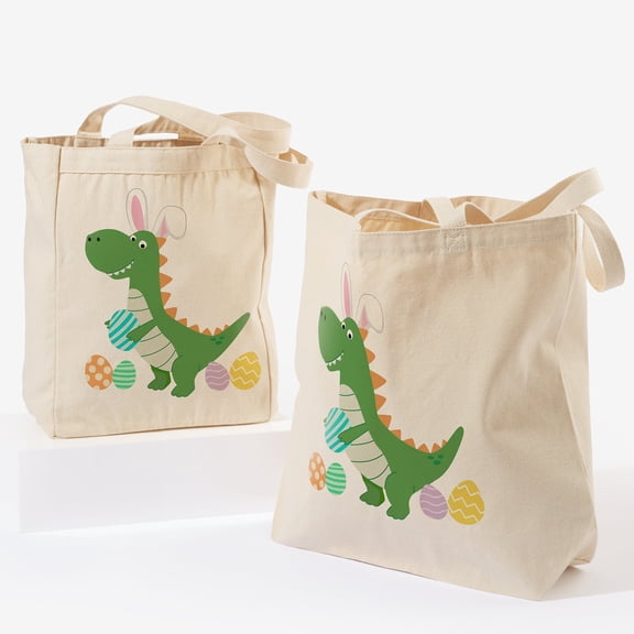 Personalization Mall Easter Dino 14" x 10" Canvas Tote Bag