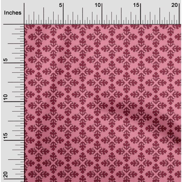 oneOone Georgette Viscose Fabric Floral Block Printed Fabric 1 Yard 42 Inch Wide