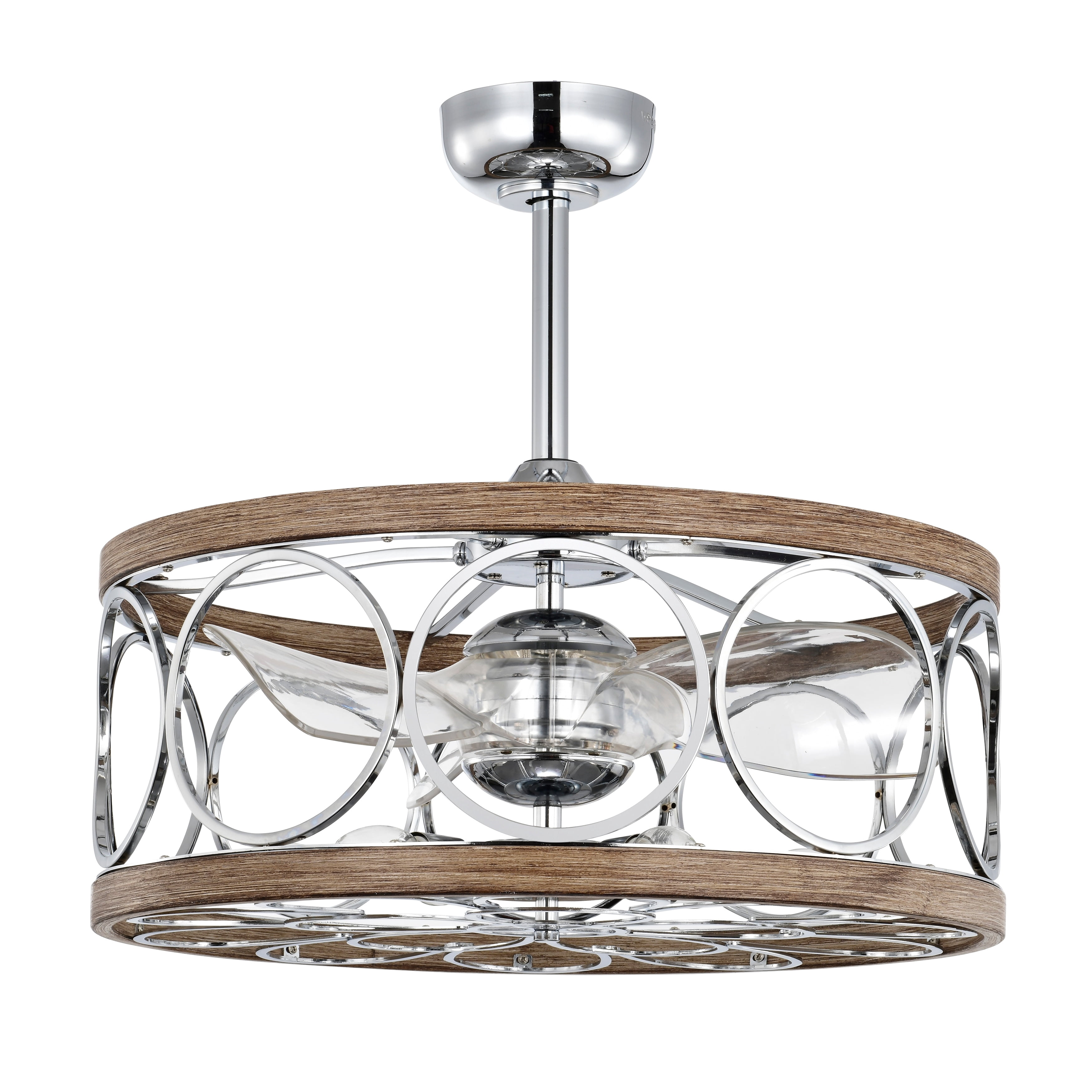 Ofelia 24.4 in. Indoor Silver and Brown Finish Ceiling Fan with Light Kit and Remote