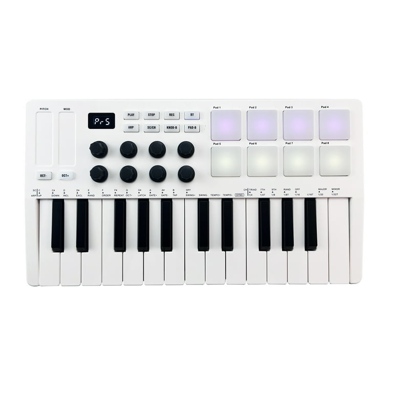 Republikanske parti støvle En del M-WAVE 25 Key USB MIDI Keyboard Controller With 8 Backlit Drum Pads,  Bluetooth Semi Weighted Professional dynamic keybed 8 Knobs and Music  Production - Walmart.com