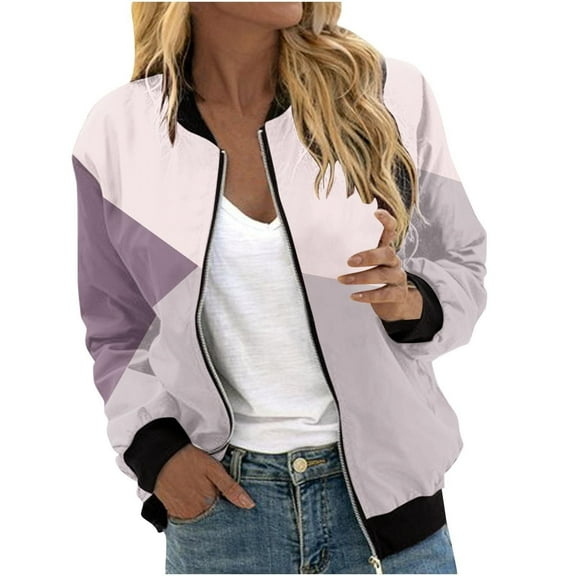 VOGUES Lightweight Jackets For Women Casual, Fall Jackets For Women 2025, Womens Jacket Plus Size Bomber Jackets Lightweight With Pockets Zip Up Quilted Casual Coat Outwear Purple S