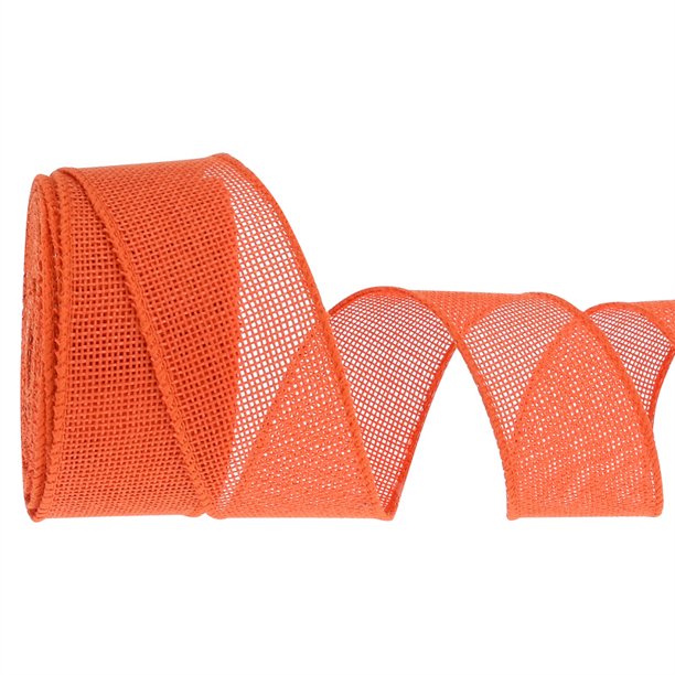 Nvzi Cinta decorativa, cinta naranja, 2 rollos de 4 cm x 9,14 m (10 yardas), imitación de lino, ideal para envolver regalos y arreglos florales, cinta para envolver ramos.