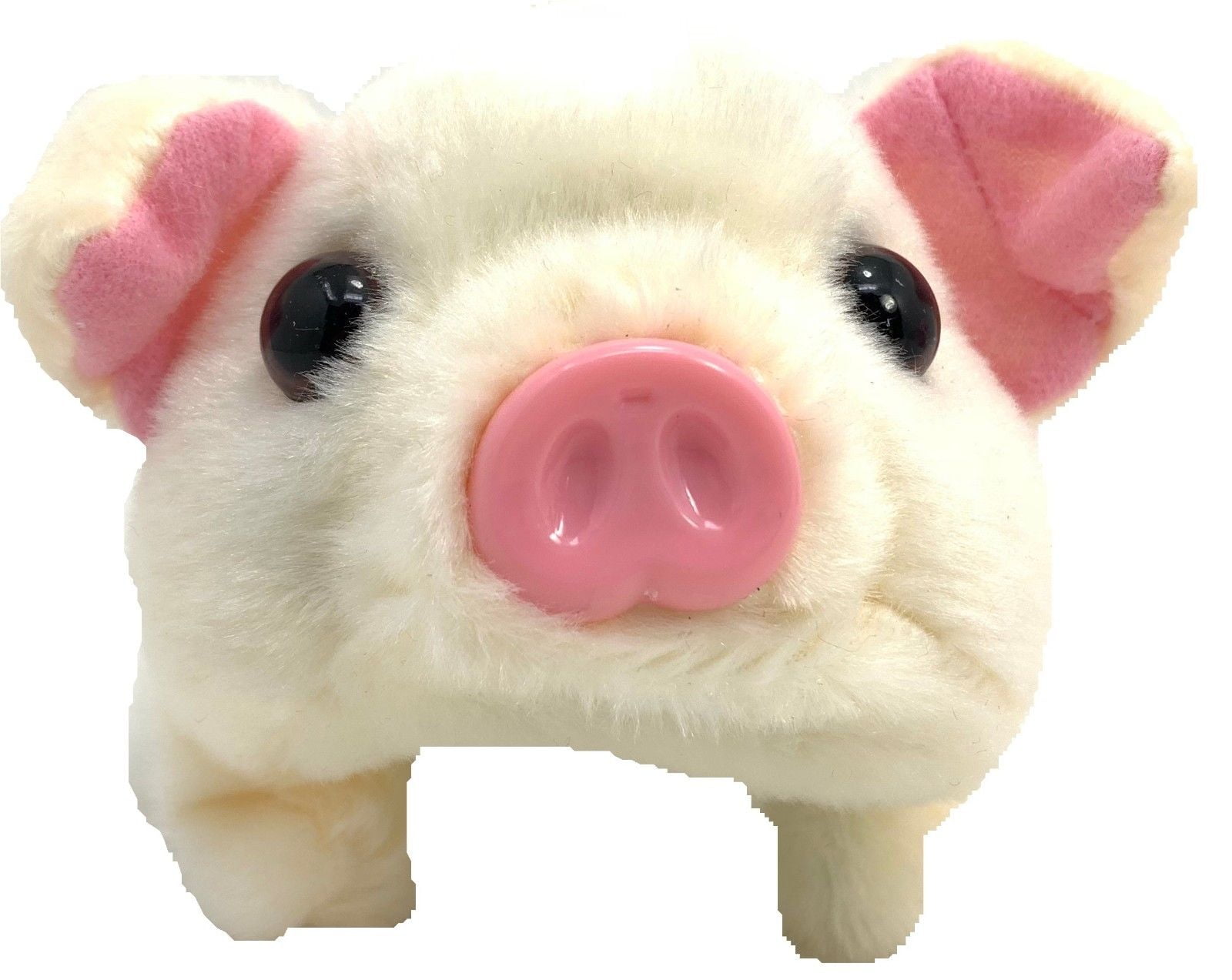 BLACK FUZZY WALKING OINKING TOY MOVING PIG play pet battery operated LIGHT EYES 