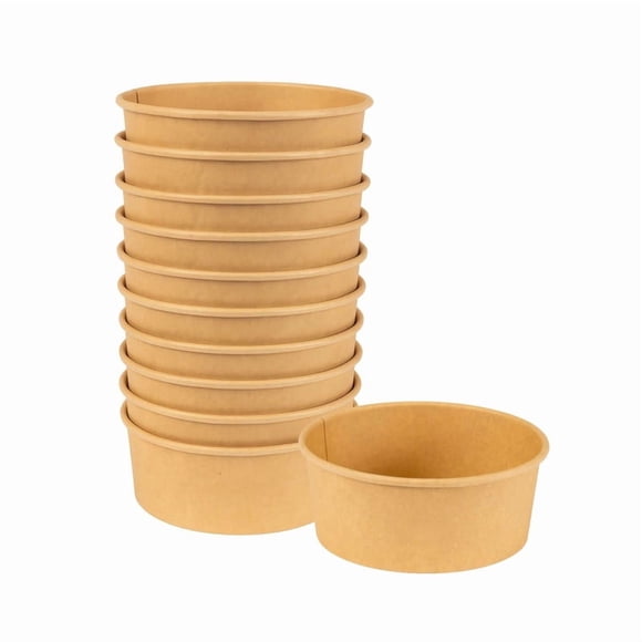 Café Express (240 Count) 24oz Brown Kraft Paper Soup Bowls, Disposable Takeout Containers, Microwaveable, Leak & Grease Resistant, For Hot & Cold Foods