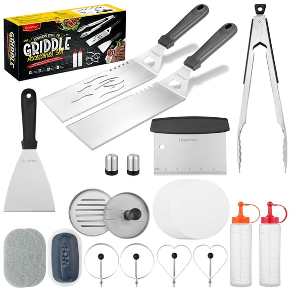 20-Piece BBQ Tools Set with Teppanyaki Accessories, Stainless Steel Grill Utensils, Comfortable Non- Handles
