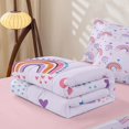 thumbnail image 5 of Manfei Dreamy Rainbow Zipper Twin Comforter Sets with Fitted Sheet and 2 Pillowcases, Star Cloud Moon Zipper Bedding Set, Lavender, Pink Reversible, 4-Piece, 5 of 7